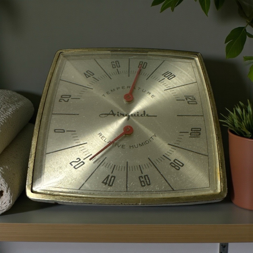 Vintage Airguide Temperature and Humidity Weather Station Desktop 3.5" × 3.5"‎